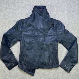 Walter Baker New York Black Leather Moto Jacket Asymmetrical Zip WBF143923 Small